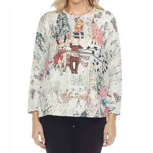 NEW INOAH long sleeve blouse in holiday joy